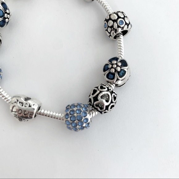 🆕Silver Plated Charm Bracelet - Blue - Picture 3 of 5